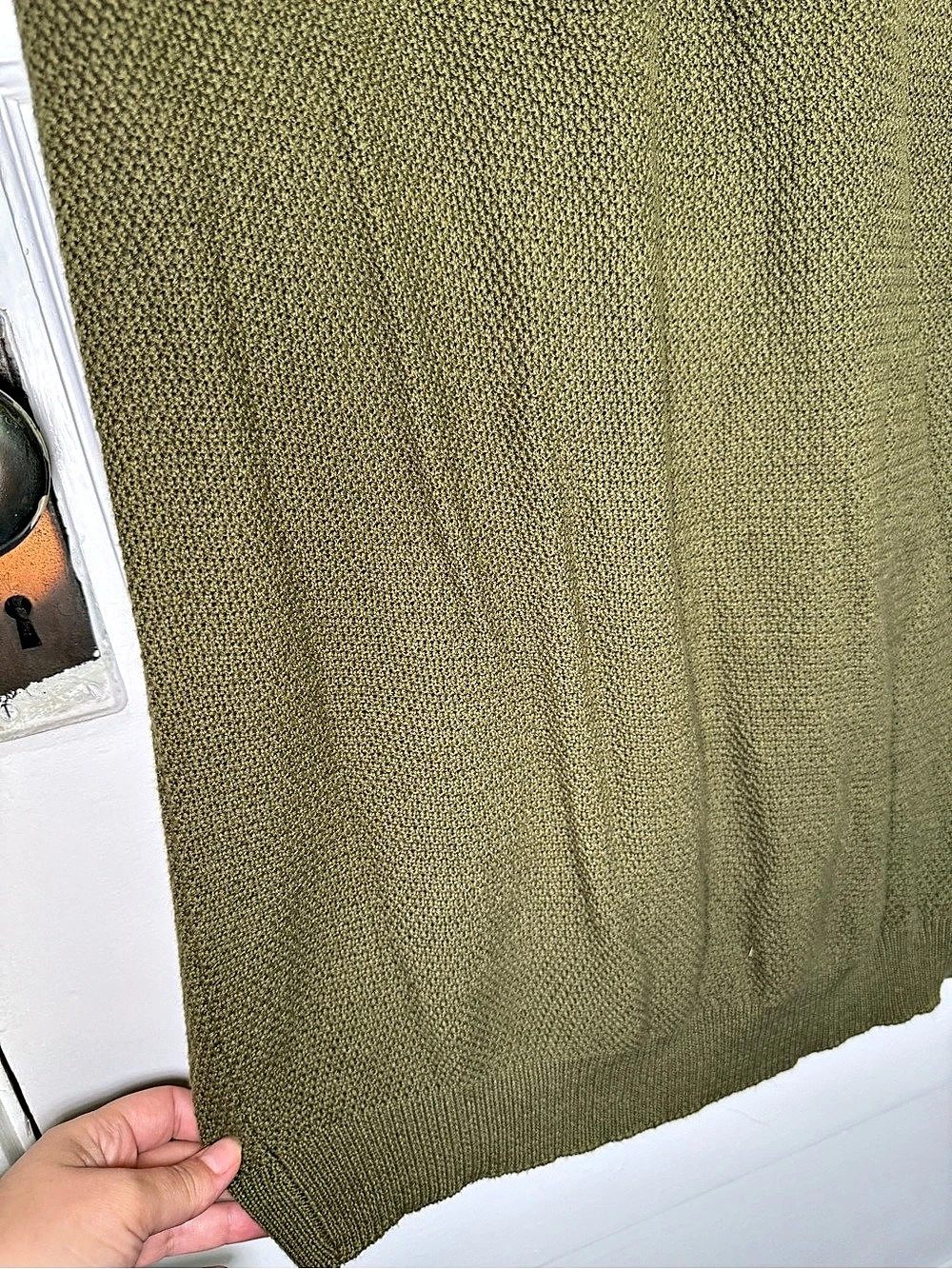 Anrabess Waffle Knit Button V-Neck Sweater Midi Dress Earthy Boho Olive Green La - Picture 10 of 11